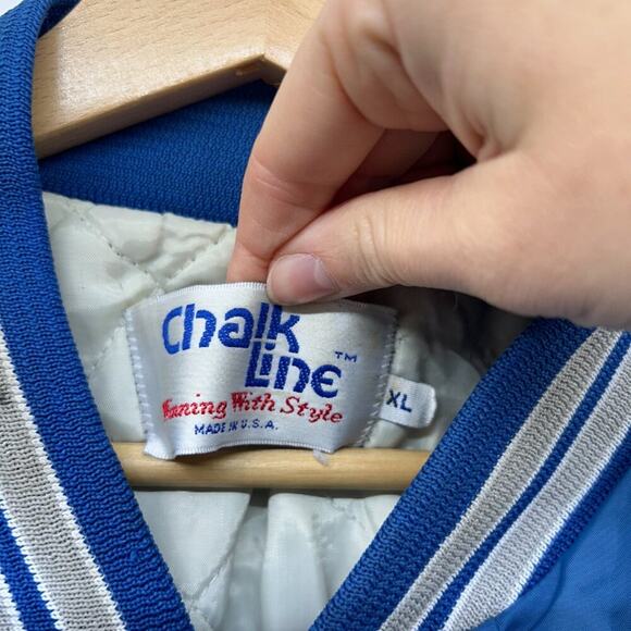 Vintage 80s 90s Chalk Line Blue Indianapolis Colts Football Varsity Jacket XL - Picture 6 of 11